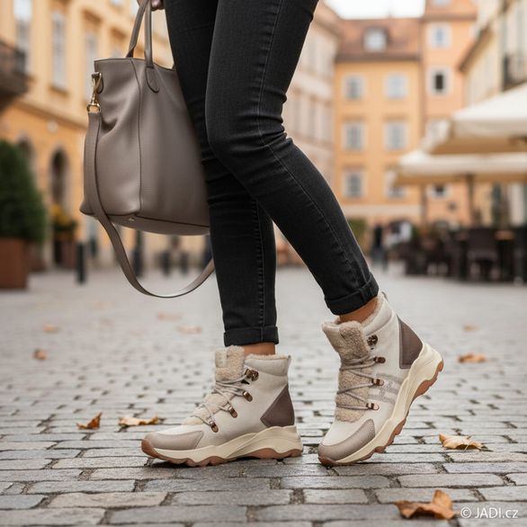 Hispanitas kožený šněrovací kotník nezateplený Nepal topo/cream HI254371