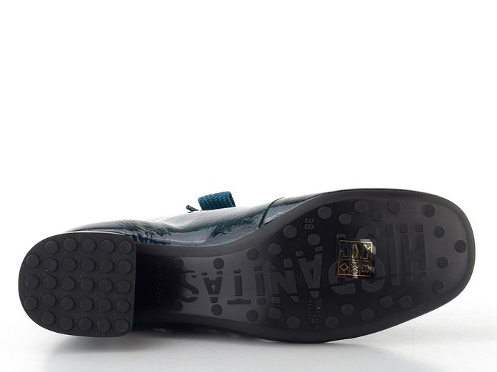 Hispanitas lakovaný šněrovací kotník na podpatku Varsovia teal HI265052
