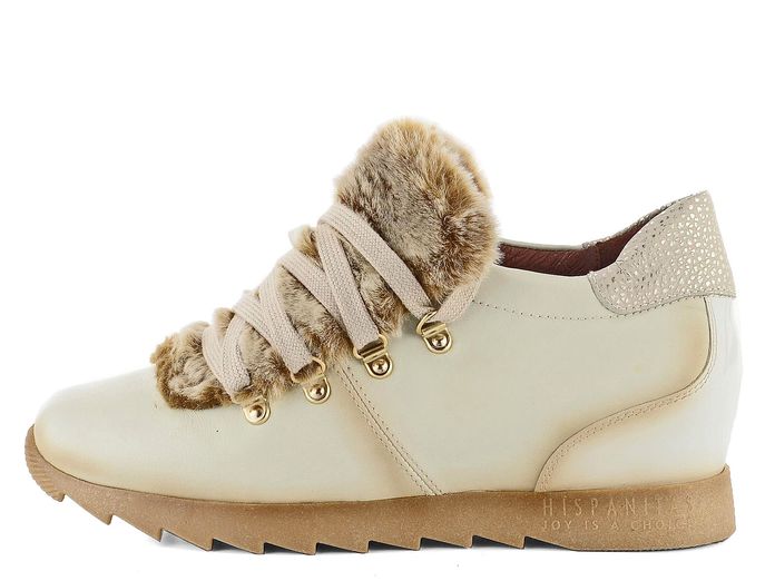 Hispanitas světlé polobotky s kožešinkou Bone HI87866