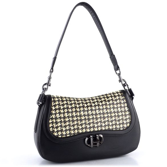 Hispanitas luxusní kabelka se vzorovanou klopou black/white BI254150