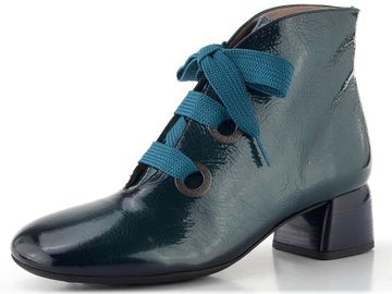 Hispanitas lakovaný šněrovací kotník na podpatku Varsovia teal HI265052