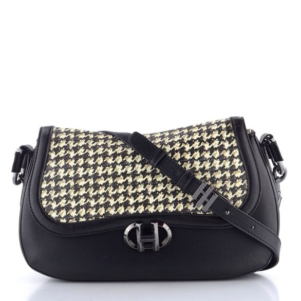 Hispanitas luxusní kabelka se vzorovanou klopou black/white BI254150