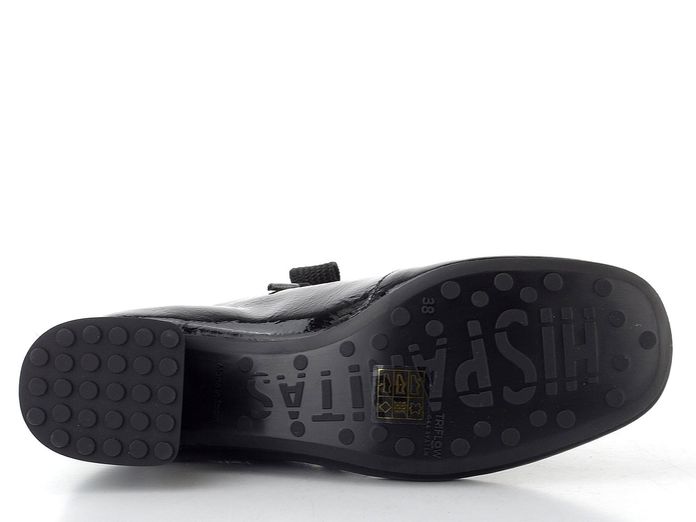 Hispanitas lakovaný šněrovací kotník na podpatku Varsovia black HI265052