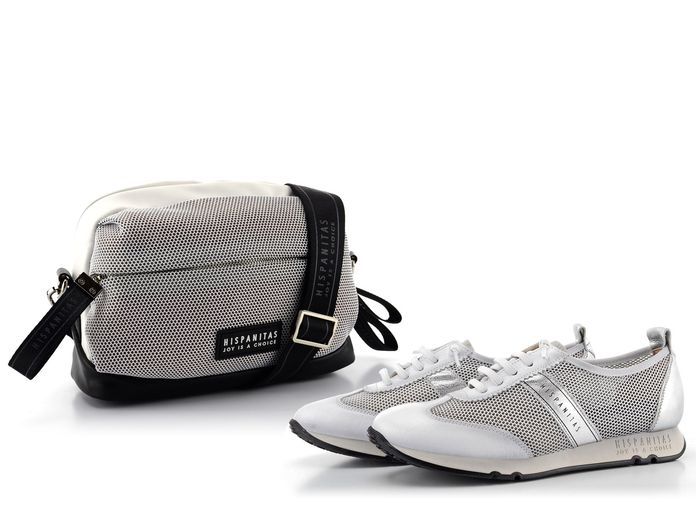 Hispanitas bílo-černá crossbody kabelka sportovní módy BV211131