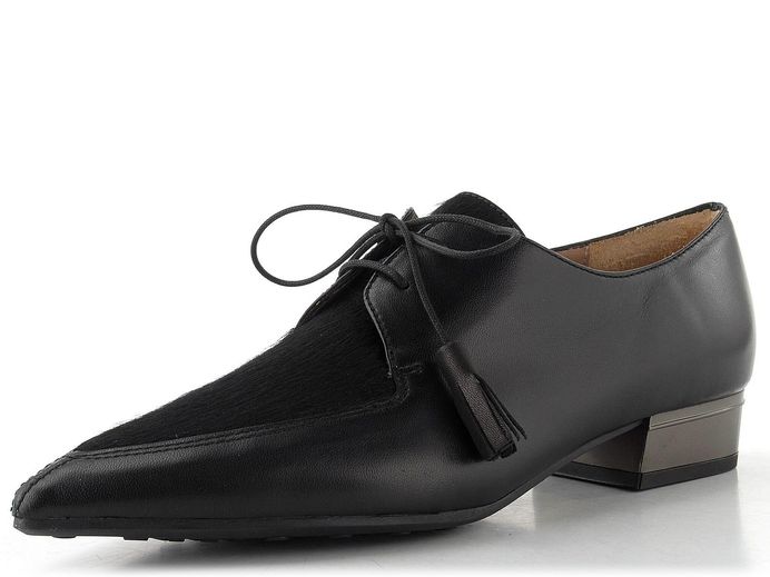 Hispanitas šněrovací polobotky na podpatku Ginebra black HI265156